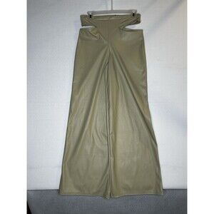 NWT PRETTY LITTLE THINGS FLARE LEG Tan Faux Leather Pants…Size US 10